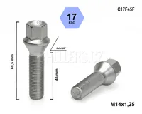 Kolový šroub M14x1,25x45 kuželový, klíč 17, C17F45, výška 68,5 mm