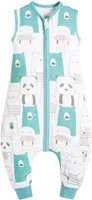 Baby Schlafsäcke Sommer 100-120 cm ärmelloser Reißverschluss mit Füßen 0.5 Tog 100%Baumwolle Sommerschlafsack mit Beinen Babyschlafsäcke für Mädchen und Jungen (Panda)