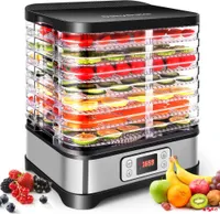400W Dörrgerät, 8 Etagen, für Lebensmittel Edelstahl mit Zeitanzeige, Timer und Temperaturregelung(35-70℃), BPA-frei