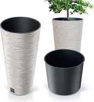 Blumentopf mit Einsatz FURU ECO WOOD Höhe Pflanzkübel Blumenkübel Pflanzentopf