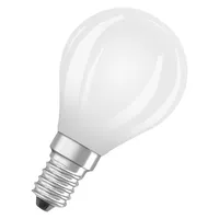 LED žárovka OSRAM LED Star Globe v klasickém tvaru mini koule, 5,5 W / 806 lm, 4000 K pro studené bílé světlo, CRI 80, z matného bezolovnatého skla, patice E14, IP20, EEK D, průměr 45 mm.