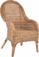 KRINES HOME Bequemer Rattansessel mit hoher Rückenlehne Rattan Rattanstuhl Lounge mit Breiten Armlehnen (Natur)
