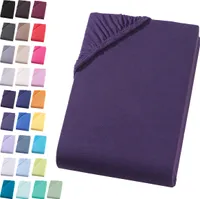 Jersey Spannbettlaken 140-160x200 cm Spannbettuch 100% Baumwolle Bettlaken, Aubergine