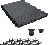 9m Entwässerungsrinne für modulares System A15 98mm, komplett Stegrost Kunststoff, Schwarz Line
