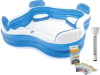 INTEX 56475NP - Swimcenter - Family Lounge Pool (229x229x66cm) + Wasserpflegemittel & Thermometer
