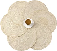 Tischset, 6er-Sets, Rund, Hitzebeständig, Gewebtes Tischset, Esstischmatten (38 cm)