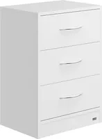CASARIA® Nachttisch Weiß 3 Schubladen Kabelführung Wandbefestigung Boxspringbett Schlafzimmer Nachtschrank Nachtkonsole Nachtkommode Holz 54x39x28cm