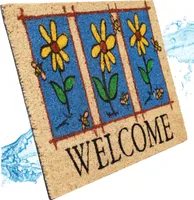 Betz Kokosmatte aus 100% Kokos - Fußmatte - Fußabstreifer –Schmutzfangmatte Muster Welcome Größe 40 cm x 60 cm x 1,5 cm