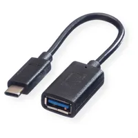 VALUE USB 3.2 Gen 1 Kabel, USB Typ C - A, ST/BU, OTG, schwarz, 0,15 m