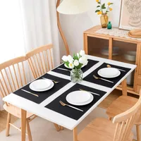 OKWISH 6 Stück Tischsets Leder und Untersetzer Tischsets Abwaschbar Rechteck Doppelseitigen rutschfest Platzdeckchen Leder Kunstleder Tischset Schwarz
