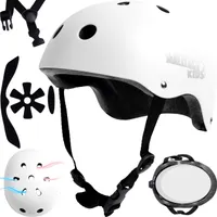 MalTrack Kinder Fahrradhelm 51-54cm Verstellbar Kinderhelm Klettern Roller Skateboard BMX Mädchen und Jungs Weiß