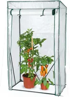 Hoberg Folien-Gewächshaus Treibhaus & Tomatenhaus Garten Balkon aus PE-Gitterfolie inkl. Querstreben & Heringen 100 x 50 x 158/170 cm Transparent