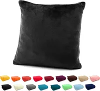 heimtexland ® Flanell Kuschel Kissen Super Soft Plüsch Deko Kissenhülle Typ380 Schwarz 48 x 48 cm
