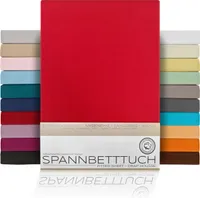 BEAUTEX Spannbetttuch Bettlaken aus gekämmter Baumwolle, Premium Jersey 160g/m², Größe und Farbe wählbar,160x200cm,Rot, Matratzenart:Standardmatratze