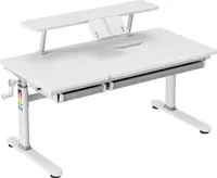 HOKO®  Kinderschreibtisch höhenverstellbar, Weiß Schreibtisch Kinder mit Schreibtischaufsatz mit Neigung Einstellbarer Tischplatte und Butler mit Buch