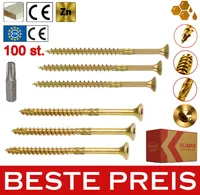 100-500 STÜCK verzinkt Konstruktionsschraube mit Senkkopf + 1 STÜCK TX BIT Schraubengröße: 200 St x Ø5 mm - 100 mm KMWHT-50100 OX