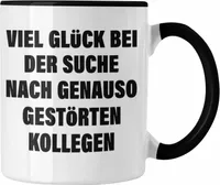 Trendation - Jobwechsel Tasse Geschenk Kollegin Kollege Abschied Lustig Abschiedsgeschenk Sprüche Neuer Job (Schwarz)