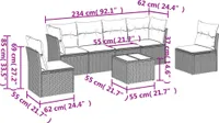 7-tlg. Garten-Sofagarnitur mit Kissen Schwarz Poly Rattan