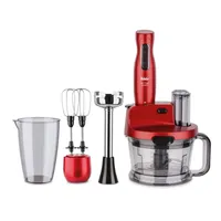 Vertikální mixér Fakir Mr Chef Quadro, 1000 W, 1,5l sekáček, Nerezové šlehací metly, 4-nožová nerezová tyč, 900 ml miska, červená