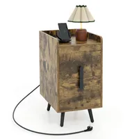 COSTWAY Nachttisch mit Ladestation, 2 Schubladen & USB-Anschlüssen, schmaler Beistelltisch, Nachtkommode 32x40x60cm