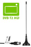 mumbi DVB-T / DVB-T2 HD Antenne 3dB passiv mit Magnetfuss - DVB T / DVB T2 HD Stabantenne digital DVBT Antenne mit Magnet
