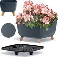 Blumentopf Dekotopf auf Beinen Blumen 39 cm Pflanztopf Für Das Haus, Den Garten Anthrazit