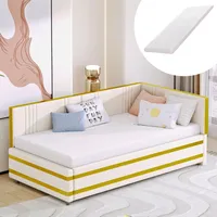 okwish Schlafsofa Daybett 90x200cm mit Lattenrost, Polsterbett Tagesbett Kinderbett, Jugendbett mit Lattenrost aus Holz(Mit Matratze)- Beige