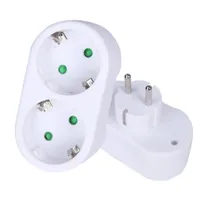 2x Mehrfachstecker Mehrfachsteckdose,2-fach Rund Mehrfachstecker,2x Schutzkontakt-Buchse,Schutzkontakt Steckdosenadapter,(Horizontale Version)
