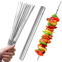 30 Stück Grillspießen aus Edelstahl, 35cm Grillspieß, Fleischspieße für Lagerfeuer Schaschlikgrill, BBQ Grillen, Kebab Grillzubehör
