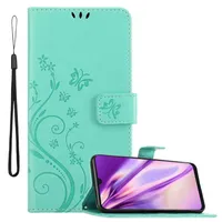 Cadorabo Hülle für Samsung Galaxy A50 4G / A50s / A30s Schutz Hülle in Türkis Schutzhülle Handy Hülle Etui Case Blumen