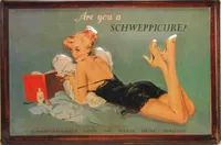 Blechschild Schweppes Schweppicure Tonic Water Frau retro Schild Werbeschild