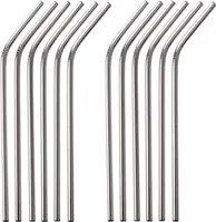 GRÄWE Edelstahl Trinkhalme 12er Set Silber Gebogen