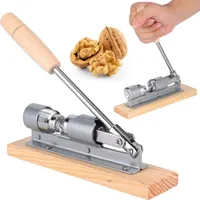 Versatiler Edelstahl-Nussknacker mit Holzsockel - Robuster Schalenentferner und Nussreinigungswerkzeug für alle Nüsse - 20 cm