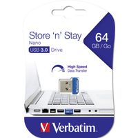 Verbatim Store `n` Stay NANO - USB-Flash-Laufwerk - 64 GB - USB 3.0 - Blau