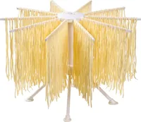 Penelife Nudeltrockner mit 10 ausziehbaren Armen – Faltbarer Nudelständer zum Trocknen von Pasta – Pastatrockner aus Kunstsstoff – Pastaständer zum aufhängen von 2kg Nudeln, weiß