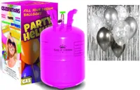 Helium sada + SADA LATEXOVÝCH BALÓNKŮ - chromovaná stříbrná 7 ks - 30 cm