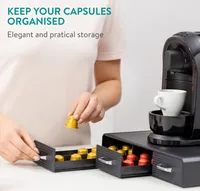 Navaris Kaffee Kapselhalter - 3 Schubladen 48 Kaffeekapseln - Kapsel aufbewahrung kompatibel mit Nespresso - Kapselhalter Art - Kapseln Halterung -