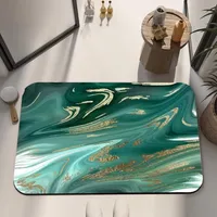 Badematte rutschfest saugfähig Badvorleger Badezimmerteppich Grün-027 40x60cm