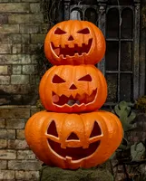 Gigantischer Halloween Kürbis Turm mit LED Licht 70cm