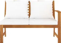 vidaXL Gartenbank 114,5 cm mit Creme Kissen Massivholz Akazie
