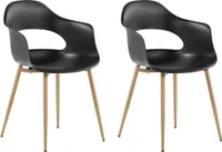 BELIANI Esszimmerstuhl 2er Set Schwarz Kunststoff mit Metallgestell Modern Skandinavisch Wohnzimmer Esszimmer Flur Diele Ausstattung Sitzmöbel