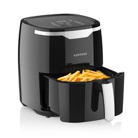 VERTENZ Taste 50 | Kompakte Heißluftfritteuse Airfryer XL 5 Liter | 8 Automatische Menüs | 1400 W | LED-Touchscreen | Ohne Öl | 200°C | Schwarz