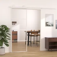 vidaXL Drzwi przesuwne ESG szkło i aluminium 76x205 cm biały