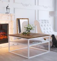 Couchtisch NOVA mit Ablage Weiß / Eiche Stirling