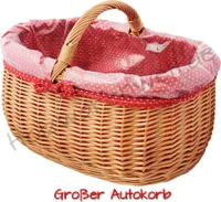 Einkaufskorb "BAGI" mit roter Einlage und Schutzfolie, abnehmbar (L) 51 x (B) 35 x (H) 27 / 36