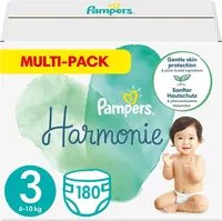 Pampers Baby Windeln Größe 3 (6-10 kg) Harmonie, MONATSBOX, Sanfter Hautschutz Und Pflanzenbasierte Inhaltsstoffe, 180 Stück