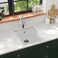 vidaXL Kuchynský drez s prepadom Biela žula