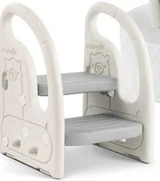 Onasti 2 Stufen Tritthocker für Kinder oder Baby, höhenverstellbarer Tritt-Schemel, mit Handhaben, ab ca. 1.5 bis ca. 5 Jahre, Grau