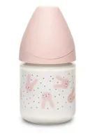 Sklenená fľaša Suavinex s ružovým králičkom, 120 ml