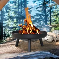 Jopassy Feuerschale 80 cm BBQ Gelötet Öfen Grills Einstellbare Heizlüfter Kamin Beine